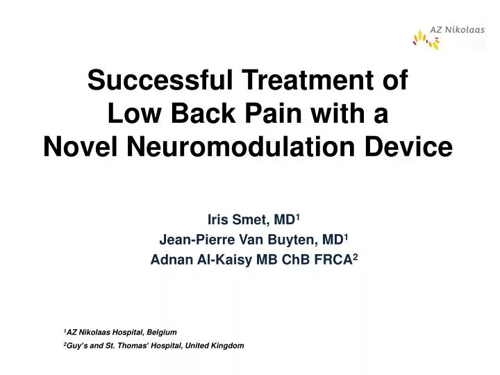 successful treatment of low back pain with a novel neuromodulation device