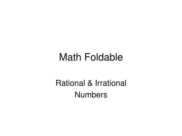 math foldable