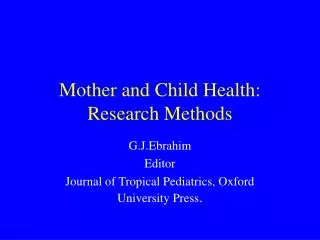 mother and child health research methods