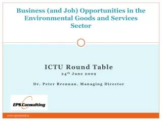 Business (and Job) Opportunities in the Environmental Goods and Services Sector