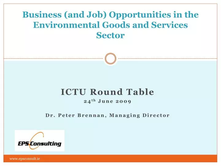 business and job opportunities in the environmental goods and services sector