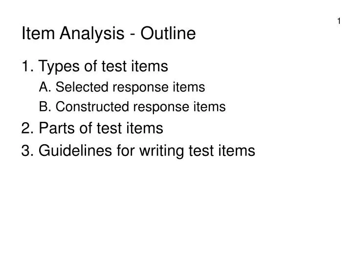 item analysis outline