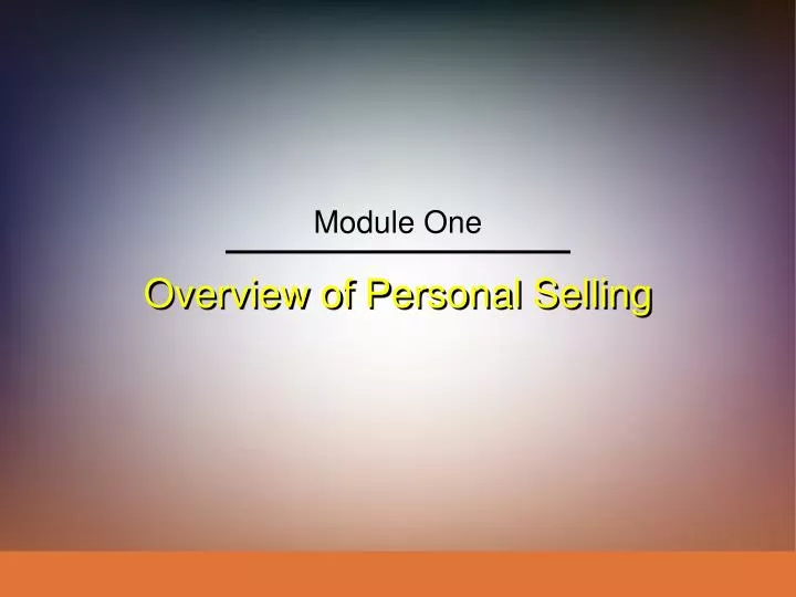 overview of personal selling