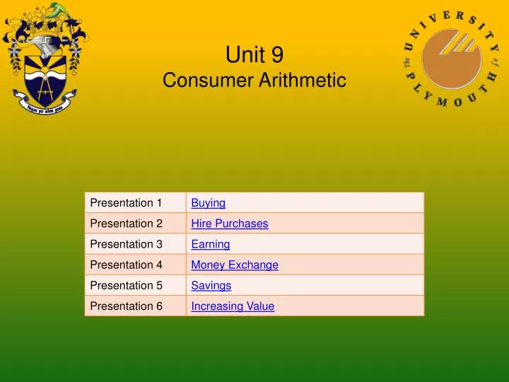 unit 9 consumer arithmetic