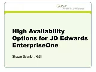 High Availability Options for JD Edwards EnterpriseOne