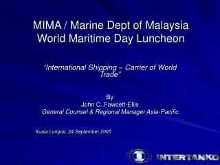 MIMA / Marine Dept of Malaysia World Maritime Day Luncheon