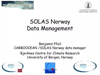SOLAS Norway Data Management