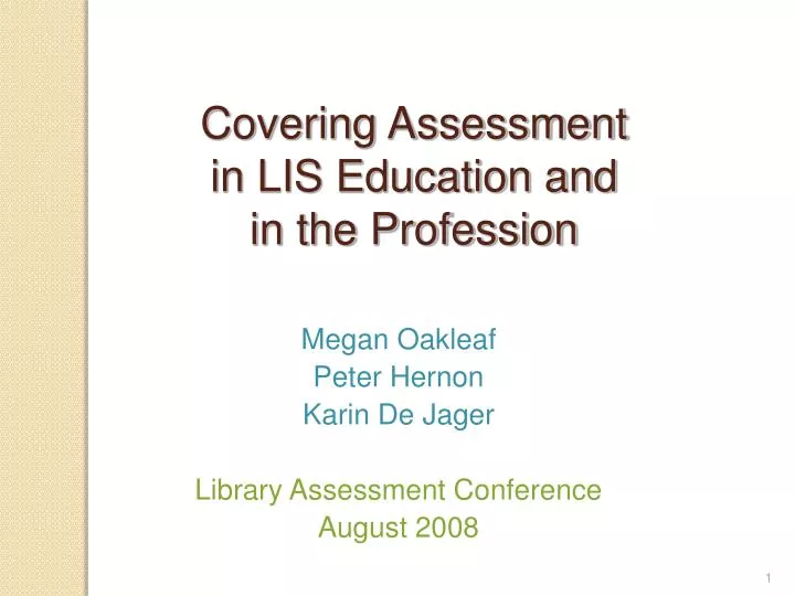 covering assessment in lis education and in the profession