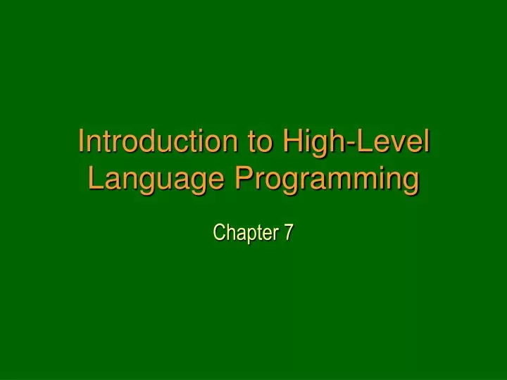 introduction to high level language programming