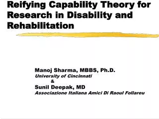 Reifying Capability Theory for Research in Disability and Rehabilitation