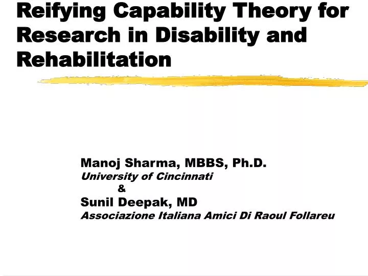 reifying capability theory for research in disability and rehabilitation