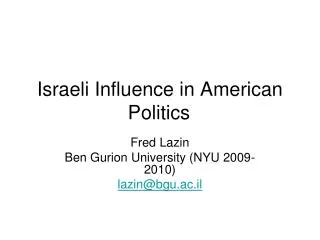Israeli Influence in American Politics