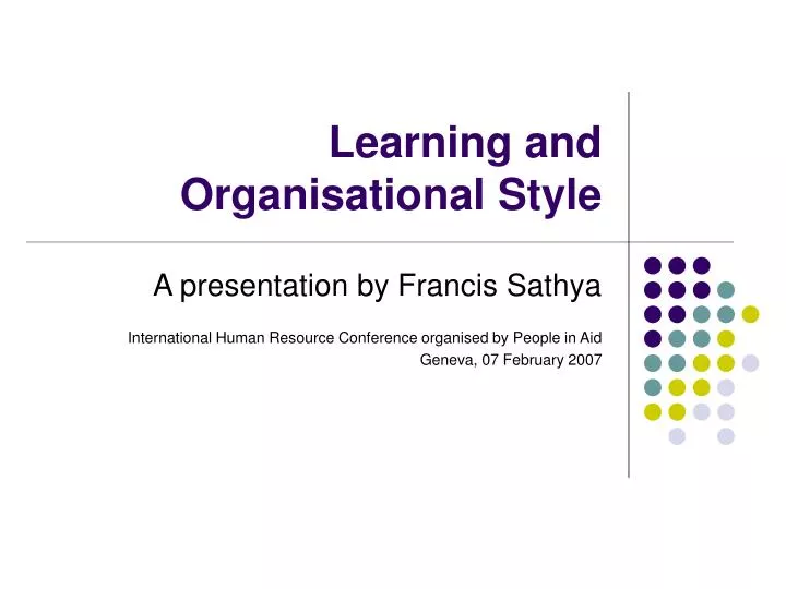 learning and organisational style