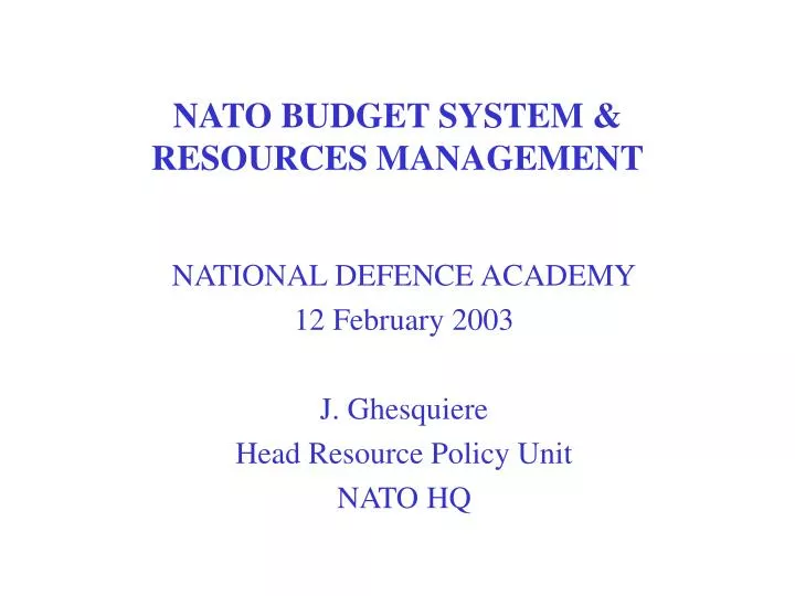 nato budget system resources management