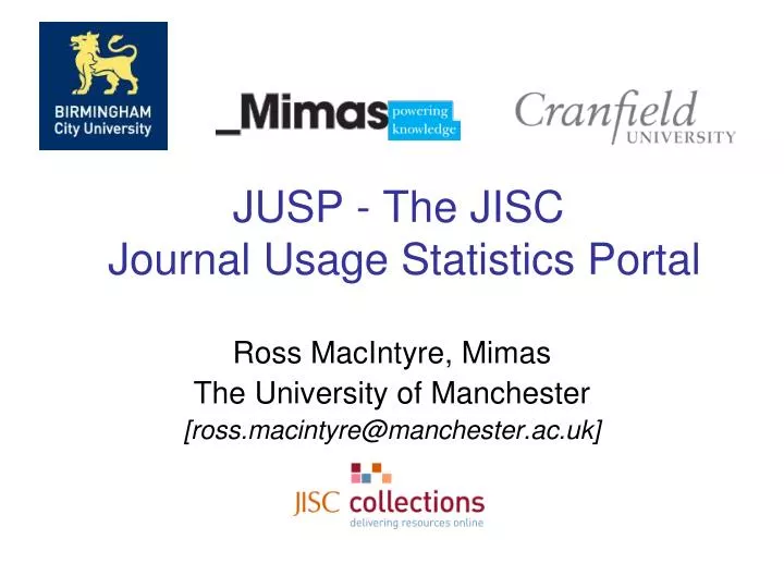 jusp the jisc journal usage statistics portal
