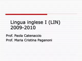 Lingua inglese I (LIN) 2009-2010