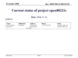 Current status of project open80211s