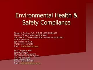 Environmental Health &amp; Safety Compliance