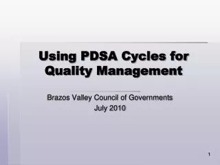 Using PDSA Cycles for Quality Management