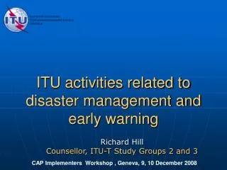 ITU activities related to disaster management and early warning