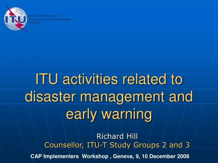 itu activities related to disaster management and early warning