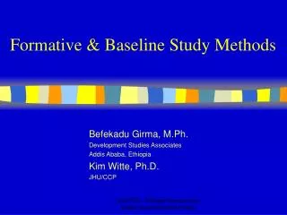Formative &amp; Baseline Study Methods