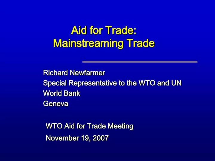 aid for trade mainstreaming trade