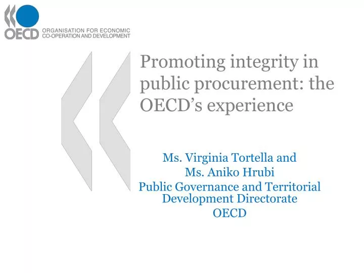 promoting integrity in public procurement the oecd s experience
