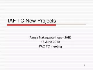 IAF TC New Projects