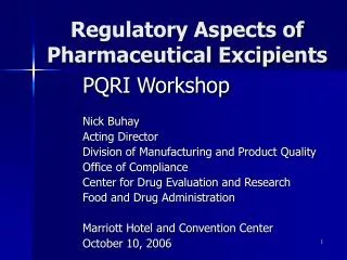 Regulatory Aspects of Pharmaceutical Excipients