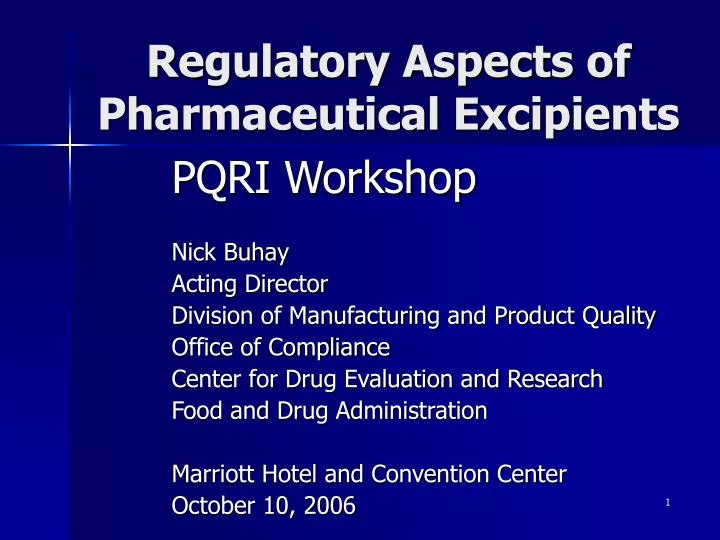 regulatory aspects of pharmaceutical excipients