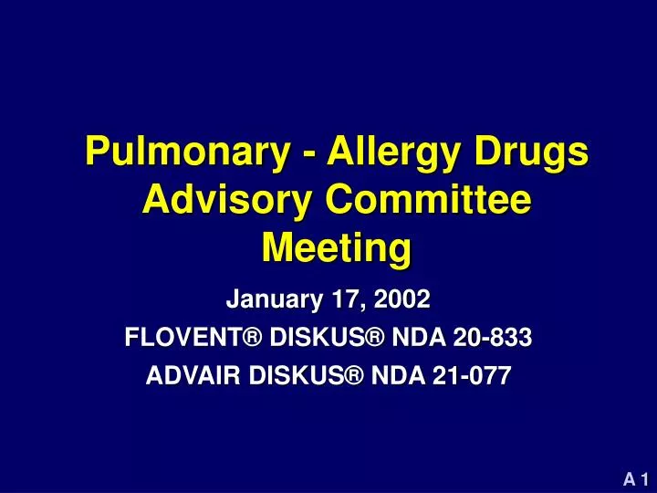 pulmonary allergy drugs advisory committee meeting