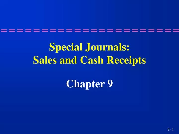 special journals sales and cash receipts