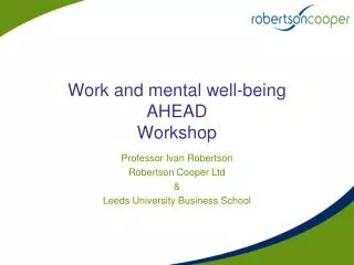 Work and mental well-being AHEAD Workshop
