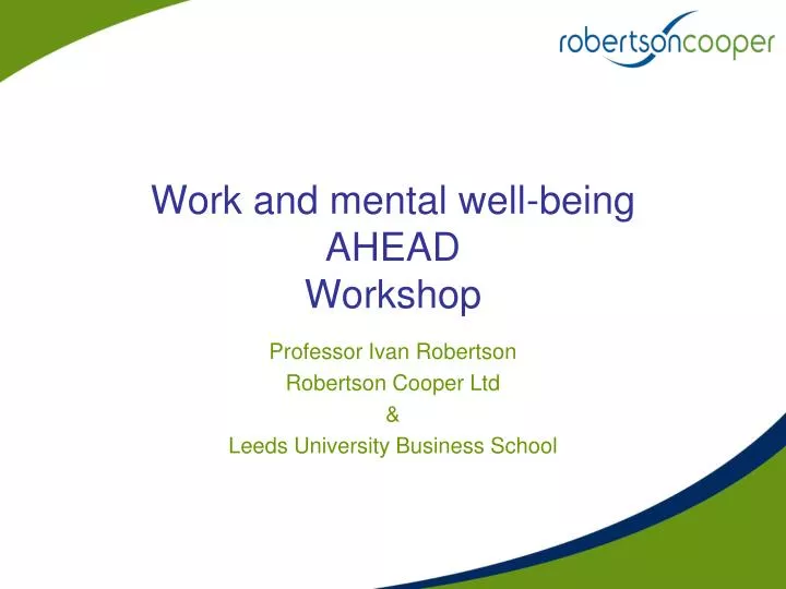 work and mental well being ahead workshop