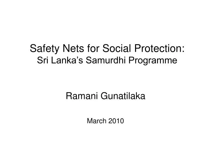 safety nets for social protection sri lanka s samurdhi programme