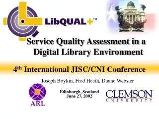 Service Quality Assessment in a Digital Library Environment
