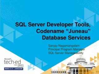 SQL Server Developer Tools, Codename “Juneau ” Database Services