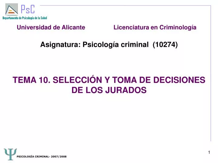 asignatura psicolog a criminal 10274 tema 10 selecci n y toma de decisiones de los jurados