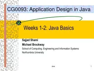 Weeks 1-2: Java Basics