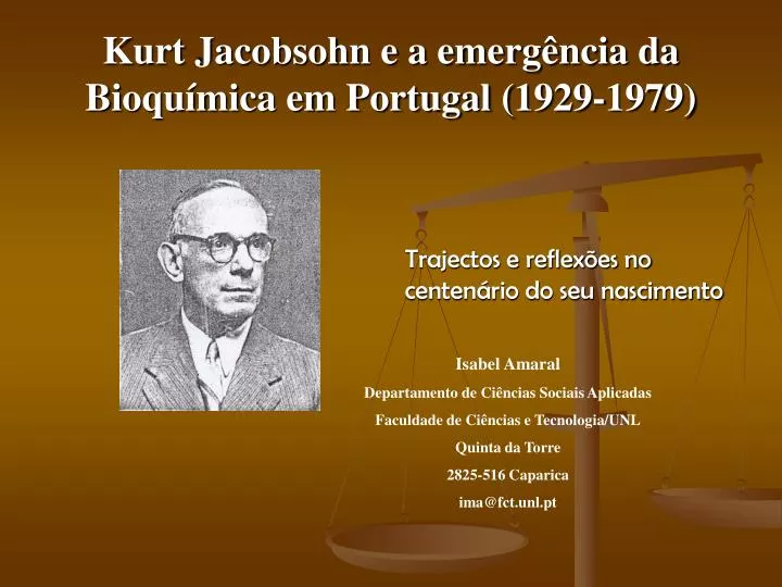 kurt jacobsohn e a emerg ncia da bioqu mica em portugal 1929 1979