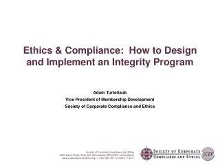 Ethics &amp; Compliance: How to Design and Implement an Integrity Program