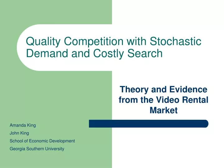 quality competition with stochastic demand and costly search