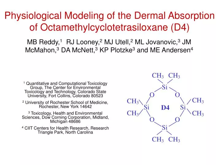 physiological modeling of the dermal absorption of octamethylcyclotetrasiloxane d4