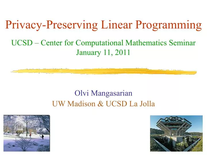 privacy preserving linear programming