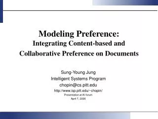 Modeling Preference: Integrating Content-based and Collaborative Preference on Documents