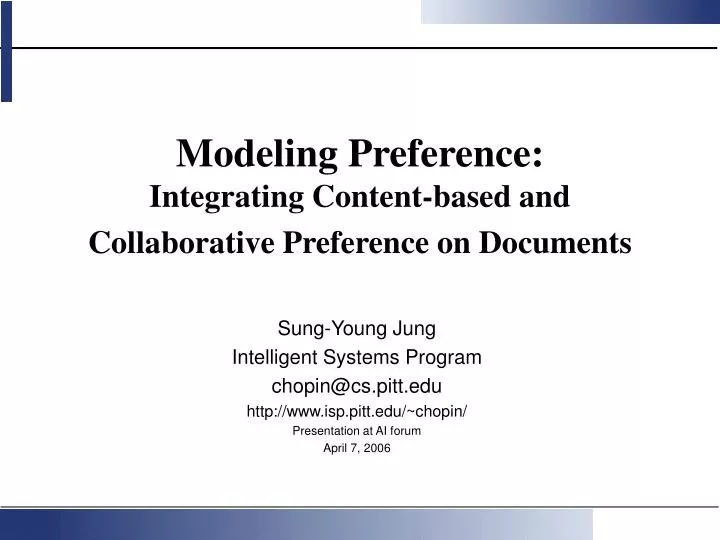 modeling preference integrating content based and collaborative preference on documents