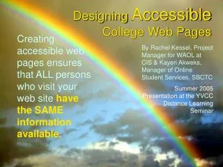 Designing Accessible College Web Pages
