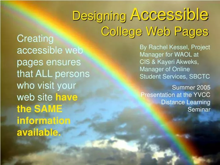 designing accessible college web pages