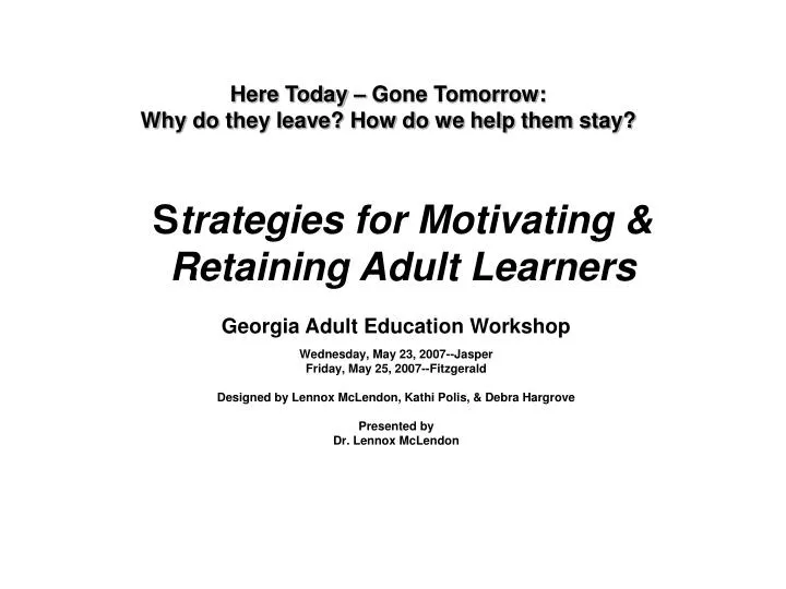 s trategies for motivating retaining adult learners